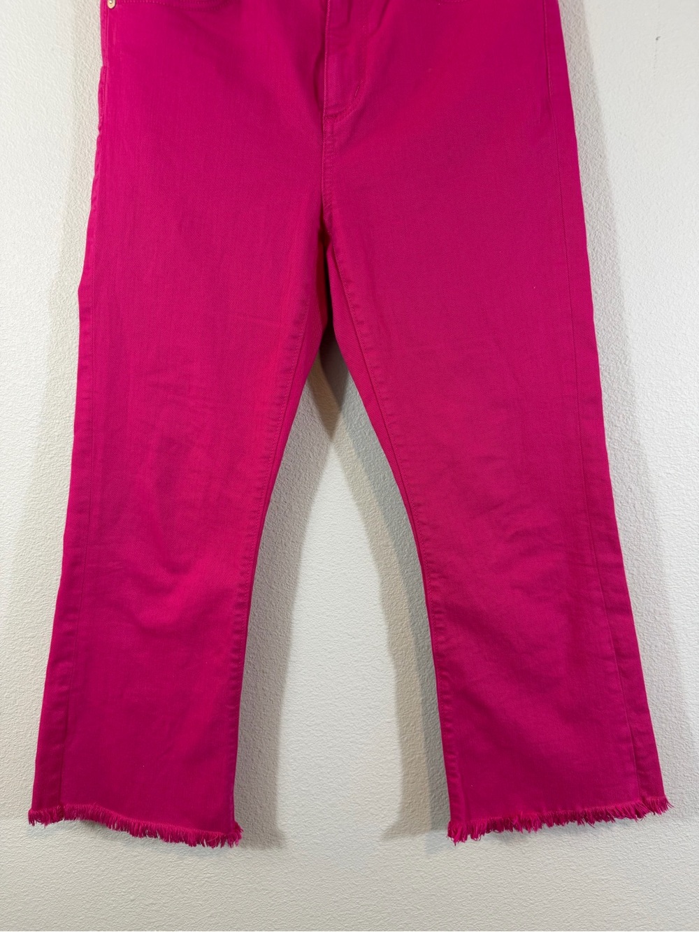 Loft Pink Kick Crop Jeans 25P/0P Raw Frayed Hem Summer Denim Bright Casual - Picture 3 of 10